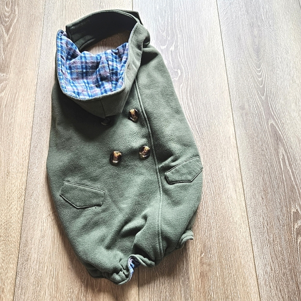 Boots & Barkely Hunter Green Plaid Lined Dog Coat Jacket With Hood & Buttons